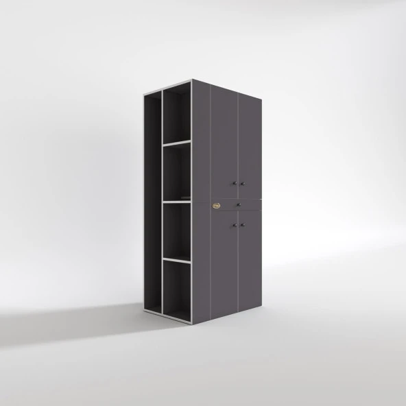 Kenzlife çamaşır-kurutma makinesi dolabı ahi evran sol gri 187*090*60 çekmeceli banyo - Resim 3