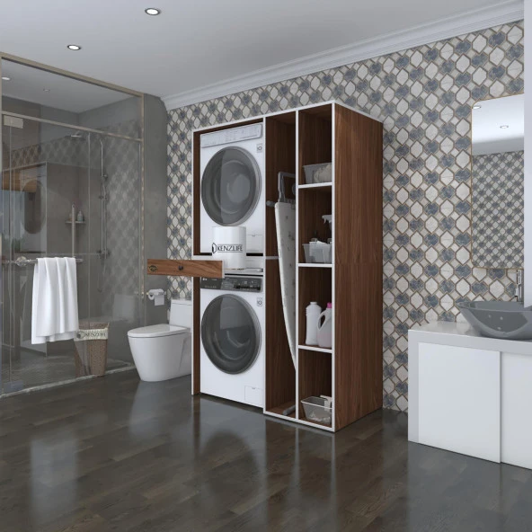 Kenzlife çamaşır-kurutma makinesi dolabı gutas sağ cvz 187*120*60 çekmeceli banyo ürün görseli 1