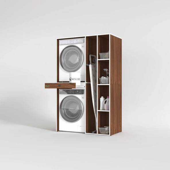 Kenzlife çamaşır-kurutma makinesi dolabı gutas sağ cvz 187*120*60 çekmeceli banyo - Resim 2