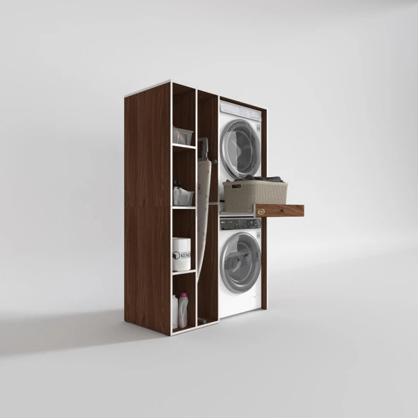 Kenzlife çamaşır-kurutma makinesi dolabı gutas sol cvz 187*120*60 çekmeceli banyo - Resim 2