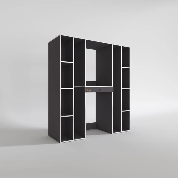 Kenzlife çamaşır-kurutma makinesi dolabı sadra gri 187*170*60 çekmeceli raflı banyo - Resim 3