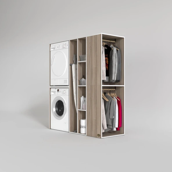 Kenzlife çamaşır-kurutma makinesi dolabı ve giysi dolabı kazvini sağ crd 180*160*60  banyo - Resim 2