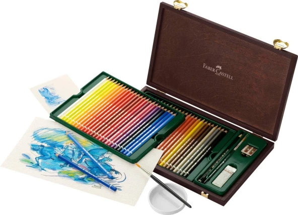 Faber-Castell 110006 PolychromoS renkli kalem, 48'li ahşap çanta - 2