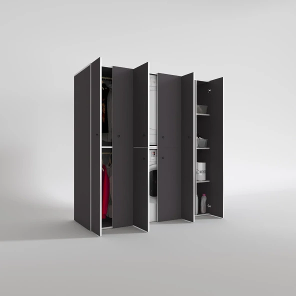 Kenzlife çamaşır-kurutma makinesi dolabı ve giysi dolabı suyuti sağ gri 180*170*60  banyo - Resim 2