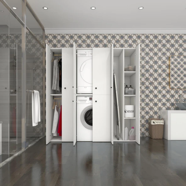 Kenzlife çamaşır-kurutma makinesi dolabı ve giysi dolabı suyutimdf sol byz 180*170*60  % 100 FULL MDF