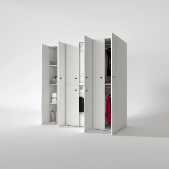 Kenzlife çamaşır-kurutma makinesi dolabı ve giysi dolabı suyutimdf sol byz 180*170*60  % 100 FULL MDF - Resim 2