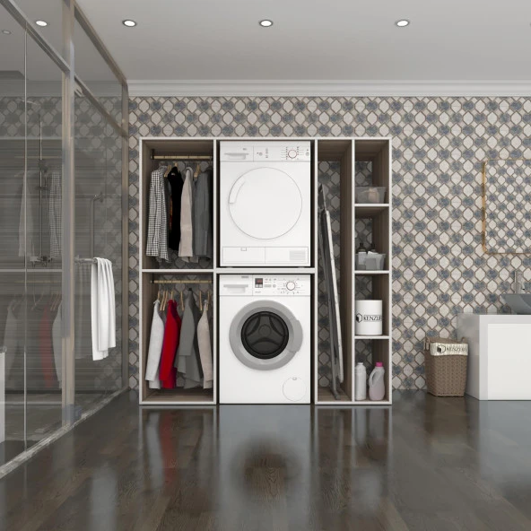 Kenzlife çamaşır-kurutma makinesi dolabı ve giysi dolabı cevheri sağ crd 180*170*60  banyo