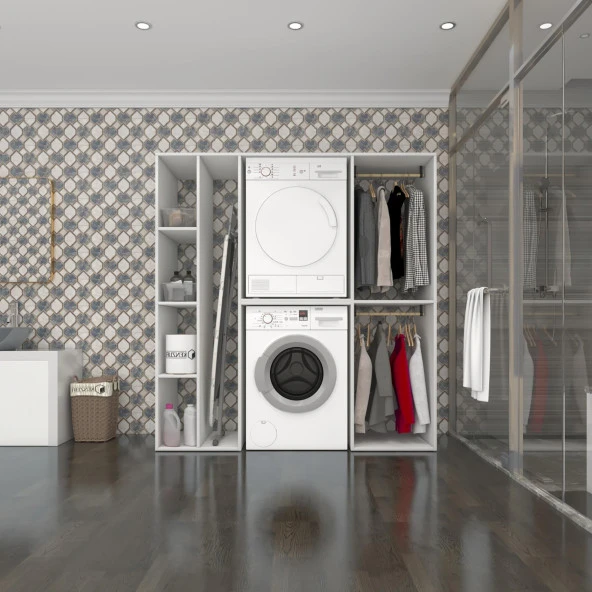 Kenzlife çamaşır-kurutma makinesi dolabı ve giysi dolabı cevheri sol byz 180*170*60 % 100 FULL MDF ürün görseli