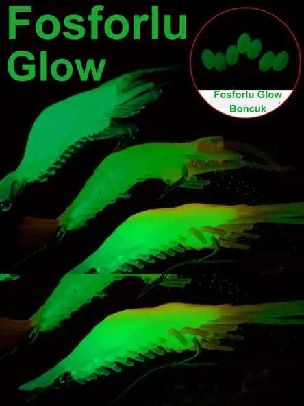 Eagenset Fosforlu Glow Silikon Karides Yapay Yem Beyaz - 3