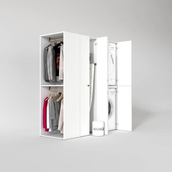 Kenzlife çamaşır-kurutma makinesi dolabı ve giysi dolabı bistami sol byz 180*160*60  % 100 FULL MDF - 2