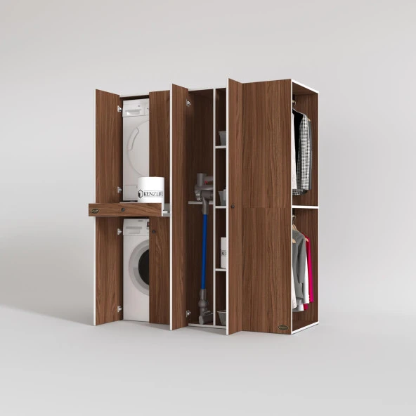 Kenzlife çamaşır-kurutma makinesi dolabı ve giysi dolabı çekmeceli eşari sağ cvz 187*160*60  banyo - Resim 2