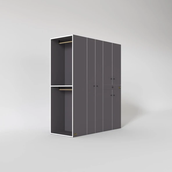 Kenzlife çamaşır-kurutma makinesi dolabı ve giysi dolabı çekmeceli eşari sol gri 187*160*60  banyo - Resim 3