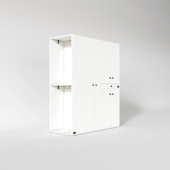 Kenzlife çamaşır-kurutma makinesi dolabı ve giysi dolabı çekmeceli eşari sol byz 187*160*60  % 100 FULL MDF - Resim 3