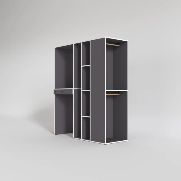 Kenzlife çamaşır-kurutma makinesi dolabı ve giysi dolabı çekmeceli attar sağ gri 187*160*60  banyo - Resim 3