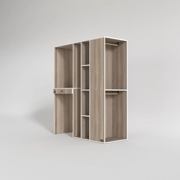 Kenzlife çamaşır-kurutma makinesi dolabı ve giysi dolabı çekmeceli attar sağ crd 187*160*60  banyo - Resim 3