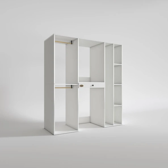 Kenzlife çamaşır-kurutma makinesi dolabı ve giysi dolabı çekmeceli hattab sağ raf byz 187*160*60  % 100 FULL MDF - 3