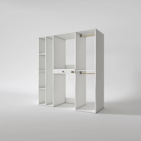 Kenzlife çamaşır-kurutma makinesi dolabı ve giysi dolabı çekmeceli hattab sol raf byz 187*160*60  banyo - Resim 3