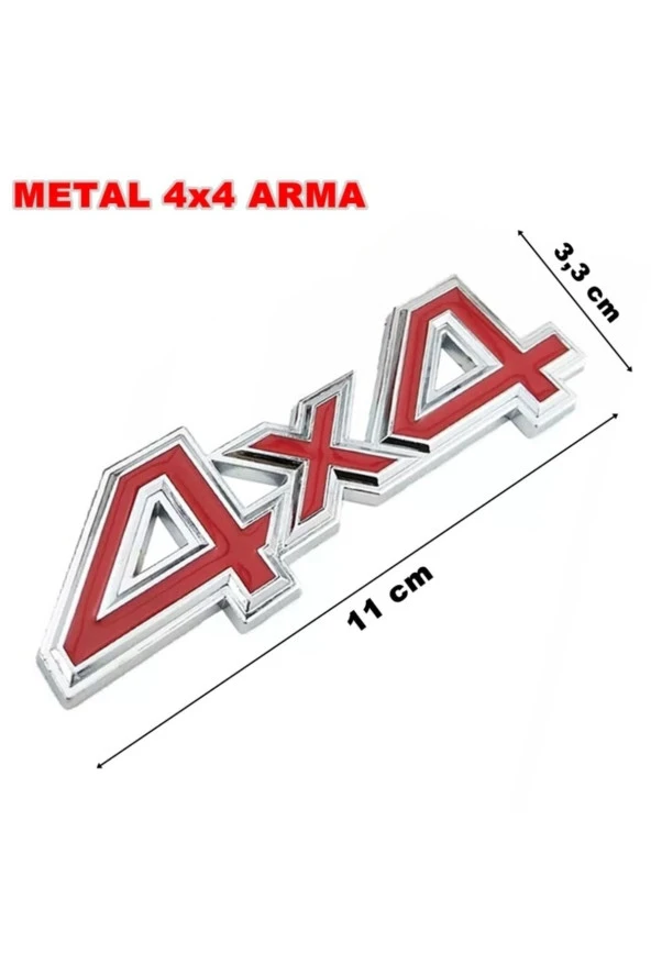 Point 4x4 Arazi Suv Pickup Bagaj Metal 3D Krom Üstü Kırmızı Alüminyum