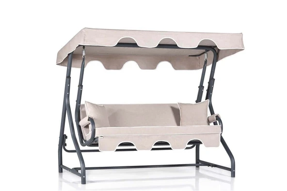 Ruta 3 Kişilik Sabit Bahçe Balkon Teras Salıncağı - Kırçıllı Gri