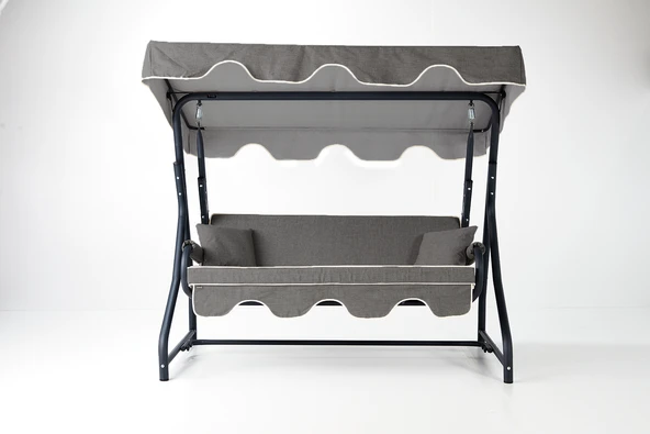 Ruta 3 Kişilik Sabit Bahçe Balkon Teras Salıncağı - Kırçıllı Gri - 3