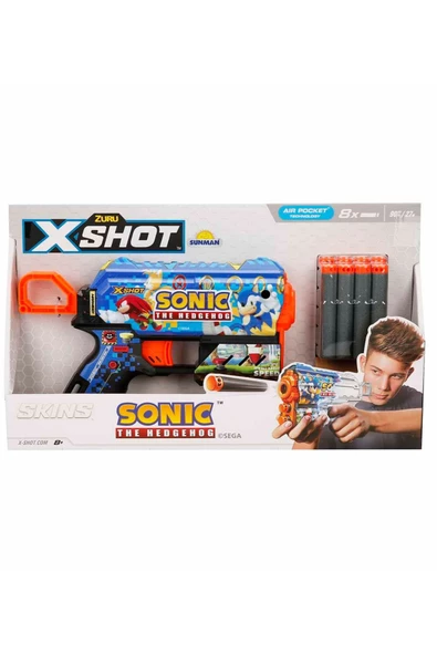 X-Shot Skins Flux Sonic The Hedgehog Sünger Dart Atan Silah 21cm. - 3