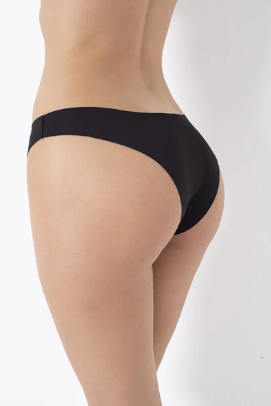 Siyah Vizon Ten Rengi 3lü Lazer İz Yapmaz V Shape Brazillian Külot - 3