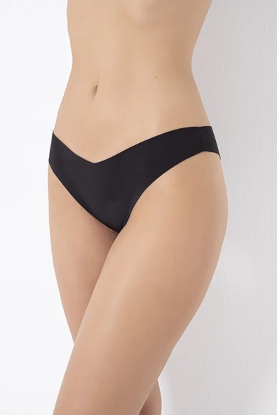 Siyah Vizon Ten Rengi 3lü Lazer İz Yapmaz V Shape Brazillian Külot - 2