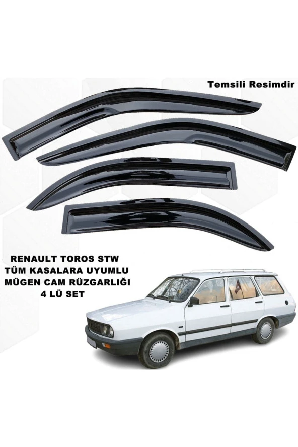 Caraks Renault 12 Toros Stw Mügen Cam Rüzgarlığı Tüm Stw Kasalara Uyumlu 4 Lü Set Cam Rüzgarlığı-