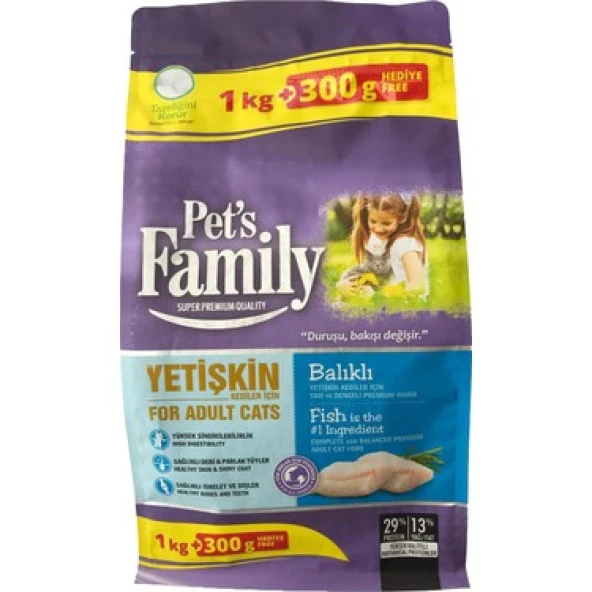 Pets Family Yetişkin Kedi Maması Balıklı 1300Gr