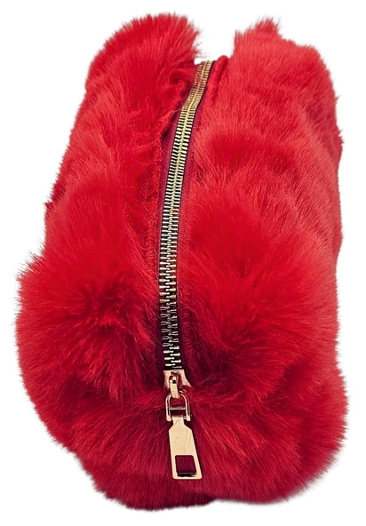 Unicus Tavşan Tüylü Kalemlik Kırmızı ürün görseli 1