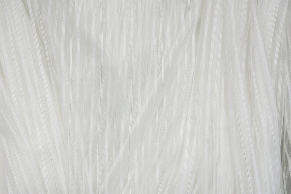 MAKARNA 150 MODEL ALTIN SİMLİ KIRIK BEYAZ RENK HAZIR DİKİLMİŞ PİLELİ TÜL PERDE 300*260 ürün görseli