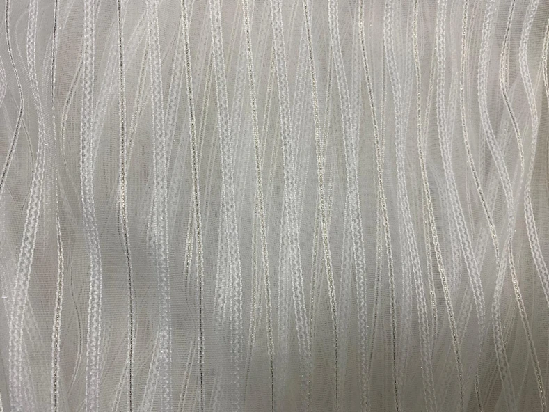 MAKARNA 150 MODEL ALTIN SİMLİ KIRIK BEYAZ RENK HAZIR DİKİLMİŞ PİLELİ TÜL PERDE 300*260 - Resim 4