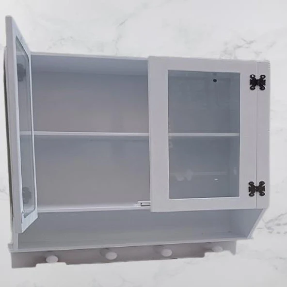 Hobi ADN 90351 Model Dekoratif TEREK Ecza Dolap MDF Parlak Beyaz lake El yapım - 2