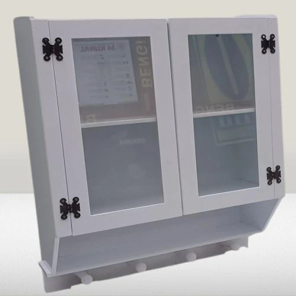 Hobi ADN 90351 Model Dekoratif TEREK Ecza Dolap MDF Parlak Beyaz lake El yapım - 6