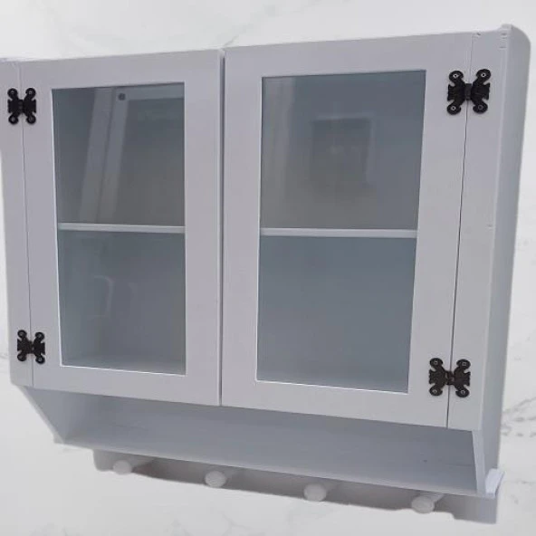 Hobi ADN 90351 Model Dekoratif TEREK Ecza Dolap MDF Parlak Beyaz lake El yapım - 7