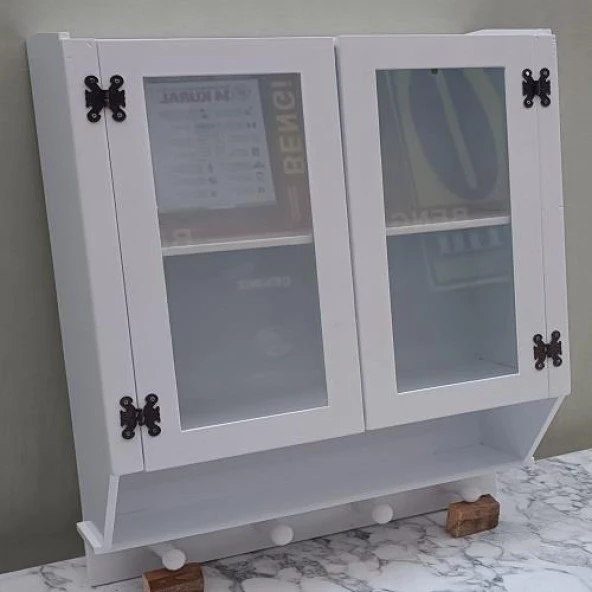 Hobi ADN 90351 Model Dekoratif TEREK Ecza Dolap MDF Parlak Beyaz lake El yapım - 8