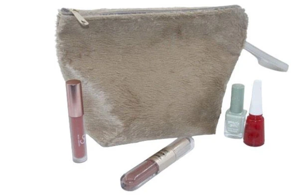 Pelüş Makyaj Çantası Büyük Boy , Kozmetik Çantası, Makyaj Organizer, Makeup Bag - 3