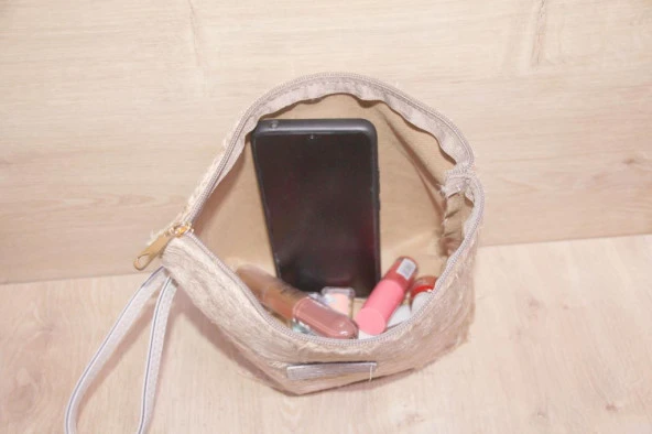 Pelüş Makyaj Çantası Büyük Boy , Kozmetik Çantası, Makyaj Organizer, Makeup Bag - 6