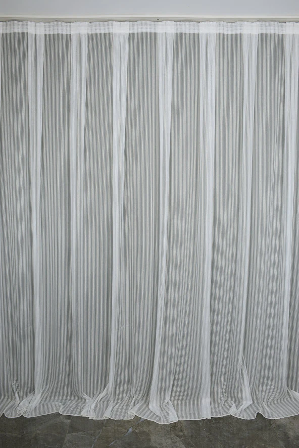 MAKARNA 550 MODEL SİMLİ KIRIK BEYAZ RENK HAZIR DİKİLMİŞ PİLELİ TÜL PERDE 300*260 - Resim 6