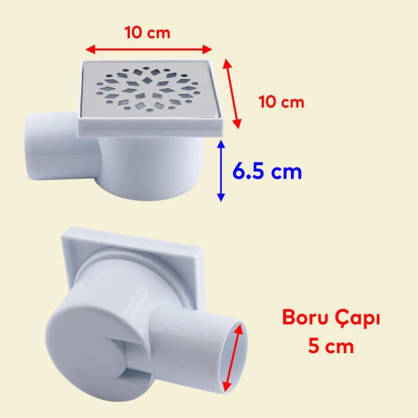 Yer Süzgeci Banyo Izgara Lavabo Pis Su Gideri Kapak Yandan Çıkışlı Yer Sifon Metal Plastik 50 mm - 2