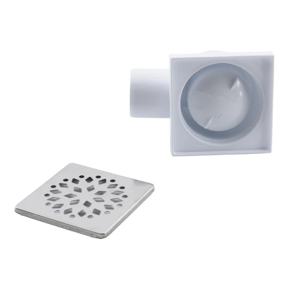 Yer Süzgeci Banyo Izgara Lavabo Pis Su Gideri Kapak Yandan Çıkışlı Yer Sifon Metal Plastik 50 mm - 5
