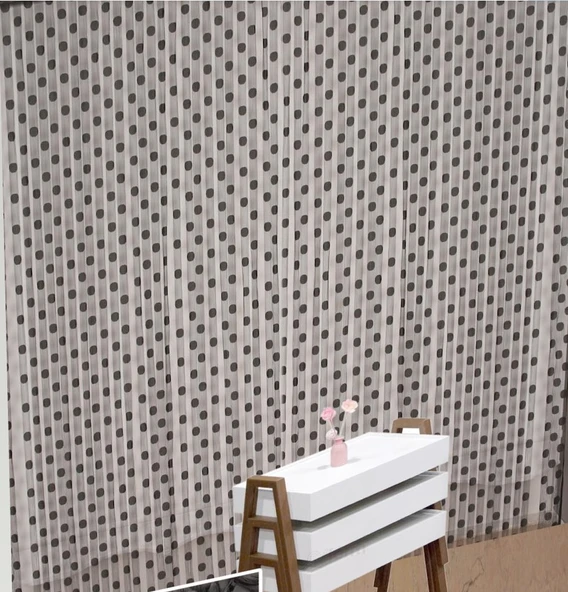 PUANLI MODEL ANTRASİT RENK İP PERDE HAZIR İP PERDE 300*270 - Resim 4