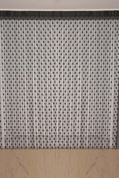 PUANLI MODEL ANTRASİT RENK İP PERDE HAZIR İP PERDE 300*270 - Resim 6