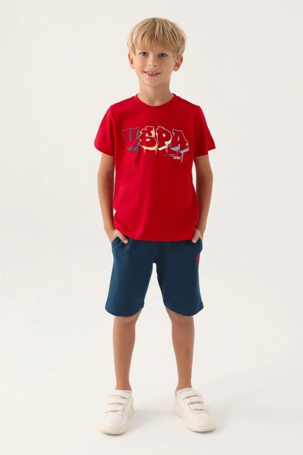 Us Polo Erkek Çocuk Kırmızı Bermuda Pijama Takımı1752