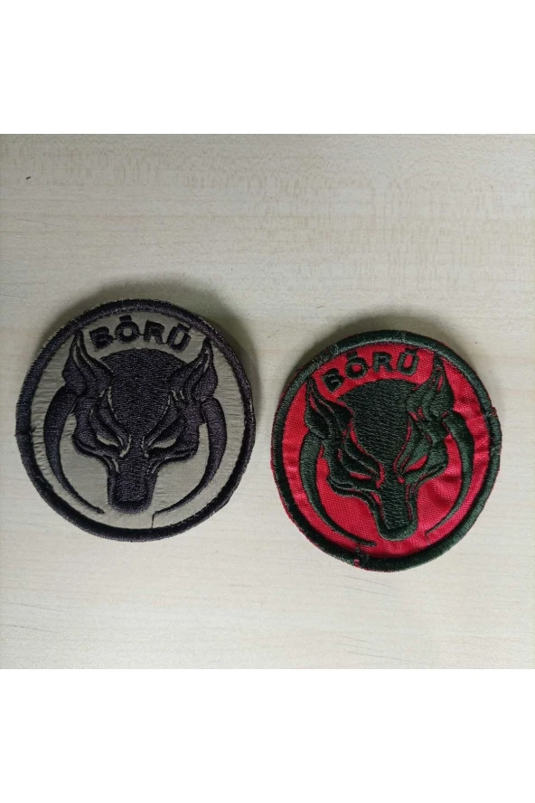 Börü Bayrak Yeşil Nakış Işleme Arma Patch Peç Kumaş - Resim 2