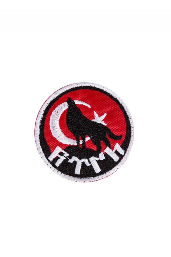 Türk Başlı Türk Bayrağı Nakış Işleme Arma Patch Peç Kumaş