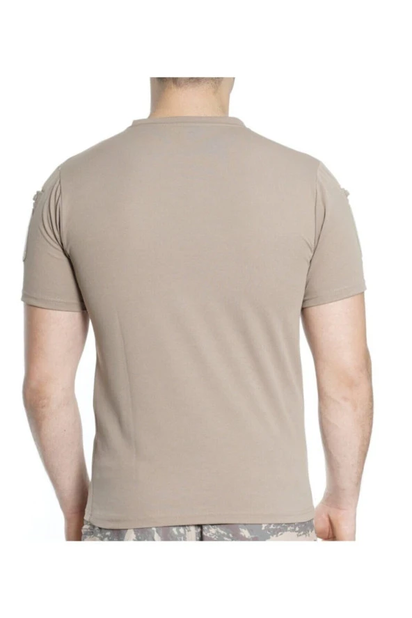 Erkek Bej Kısa Kollu T-Shirt - 3