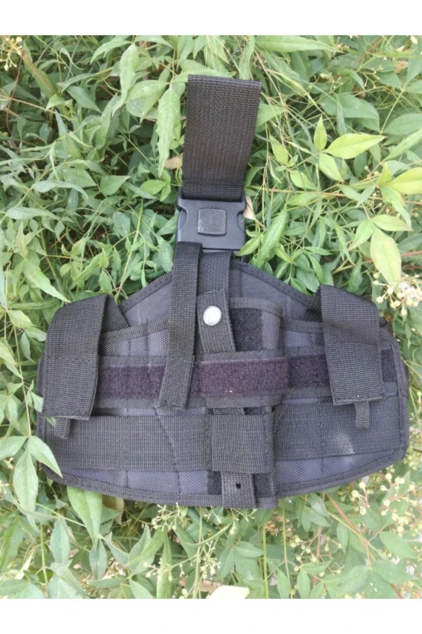 Siyah Renk Lastikli Klipsli Silah Bacak Kilifi - 3