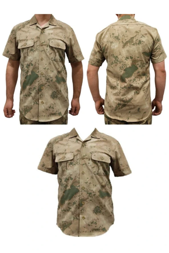 Jandarma Kamuflaj Renk Kisa Kollu Gomlek Short Sleeve Camouflage Shirt