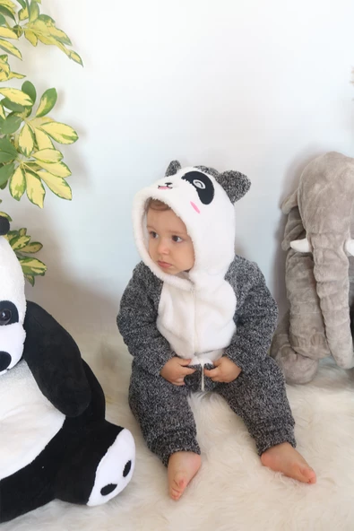 Welsoft Peluş Unisex Fermuarlı Kışlık Bebek Uyku Tulumu Bebek Tulumu Çocuk Tulumu Çocuk Kostümü - 2